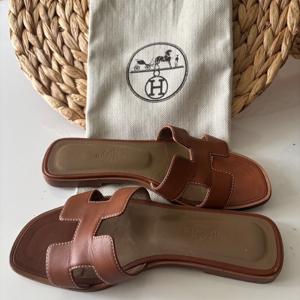 Hermes Oran Sandal Gold Tan